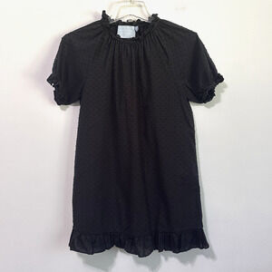 Hill House Home Katherine Nap Mini Dress XS‎ Black Swiss Dot Ruffle Mini Cotton